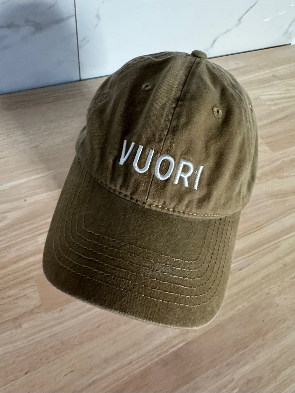 Vuori Logo Baseball Cap - Olive Green with White Stitching